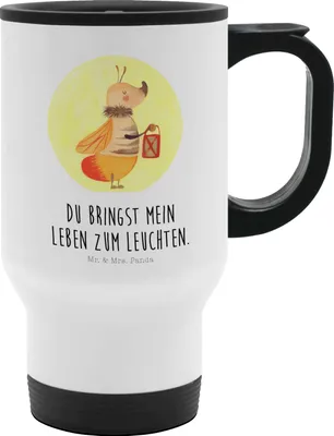 Produktbild von Mr. & Mrs. Panda Thermobecher Glühwürmchen - Weiß - Geschenk, Mehrwegbecher, To Go Becher, Lieblingsmensch, Tiere, Verlobung, Liebe, thermosbecher, Thermotrinkbecher