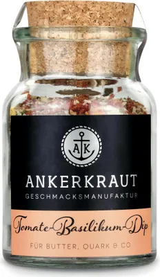 Produktbild von Tomate-Basilikum-Dip, 60g im Korkenglas