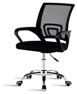 Produktbild von Ergonomischer Bürostuhl, Schreibtischstuhl aus Netzstoff, Chefsessel mit Lendenwirbelstütze, Armlehnen, höhenverstellbar, 360° drehbar, Computerstuhl für Zuhause und Büro, Schwarz