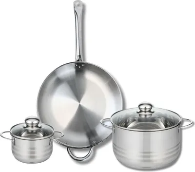 Image de Ensemble de 1 Poêle de cuisson 32 cm et 2 faitouts 14 et 24 cm Elo Profi Brillant