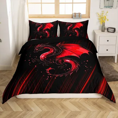 Image de Housse de couette pour enfant avec motif 3D de dragon