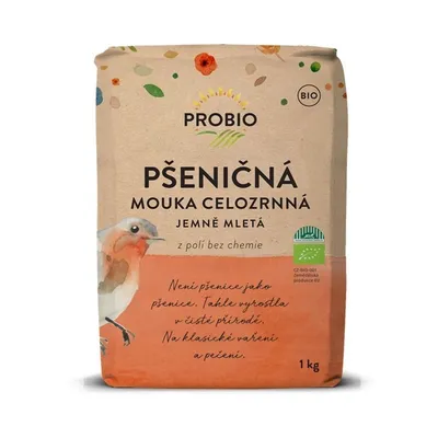 Obrázok produktu pre Organická jemne mletá celozrnná pšeničná múka 1 kg PROBIO