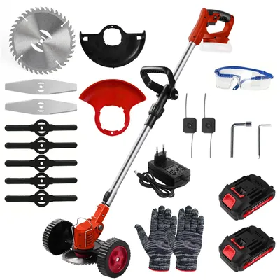 Image de Tondeuse à gazon sans fil - Moteur sans balais - Sans fil - Tige réglable en hauteur - Tête de coupe multifonctionnelle - Batterie incluse