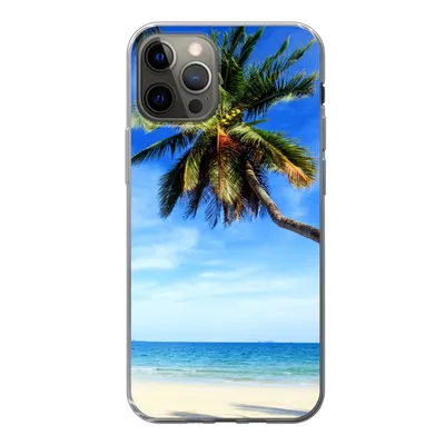 Produktbild von MuchoWow® Handyhülle Schutzhülle Hülle für iPhone 12 Pro Palmen - Strand - Meer Silikon Softcase Handy Hülle - Abdeckung