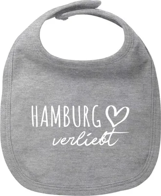 Produktbild von Huuraa Baby Lätzchen Hamburg verliebt Heather Grey Klettverschluss  Baumwolle Latz Geschenkidee