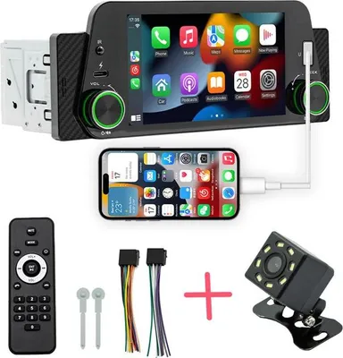 Produktbild von Universelles Bluetooth-Autoradio mit CarPlay, 5-Zoll-Touchscreen, Rückfahrkamera, MirrorLink und FM-Radio