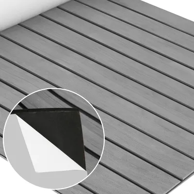 Image de Tapis de sol Fiqops Tapis de pont Mousse EVA Teak Yacht Adhésif Plancher Tapis de pont Gris 240x90cm