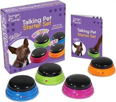 Image de "Hunger For Words" : Jouets interactifs pour animaux de compagnie, notamment des boutons vocaux pour chiens