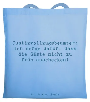 Produktbild von Mr. & Mrs. Panda Tote Bag Spruch Justizvollzugsbeamter Spaß - Sky Blue - Geschenk, Betreuung, Beruf, Gefängnis, Tasche, Haftvollzug, Strafvollzugsbeamter, Tragetasche