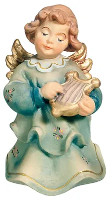 Engel mit Leier 5 cm handbemalt religiös