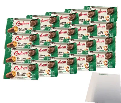 Produktbild von Balconi Rollino Nocciola Haselnuss Gebäck (20x222g Packung) VPE + usy Block