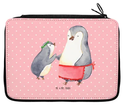 Produktbild von Mr. & Mrs. Panda Mäppchen Pinguin mit Kind - Rot Pastell - Geschenk, Schuletui, Pinguine, Federtasche, Muttertag, Familie, Bleistiftetui, Federmappe, Vorbild Mama, Etui