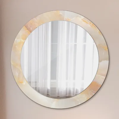 Produktbild von Runder Spiegel mit Modernem Aufdruck - Dekospiegel Wandmontage -marmor onyx- Ø70cm
