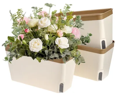 Produktbild von Selbstbewässernder Pflanztopf Blumentopf Pflanzgefäß - 3 Stück - 27 cm - Rechteckig