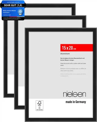 Obrázok produktu pre nielsen hliníkový rám na portrét, rám na obraz SET 3 Atlanta, 15 x 20 cm, čierny matný