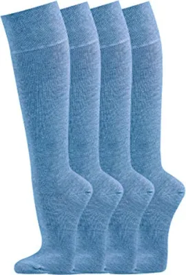 Produktbild von FussFreunde 4 Paar Kniestrümpfe für Damen und Herren, Jeansblau, Größe 43-46