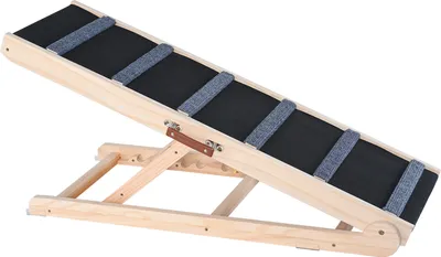 Produktbild von SucceBuy faltbare Hunderampe, 41,3 Zoll lange Holzrampe für Haustiere, verstellbar für kleine und große Hunde, perfekt für Couch, Sofa und Auto, höhenverstellbar 13,77 Zoll-25,59 Zoll