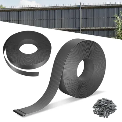Produktbild von JOIEYOU PVC Sichtschutzstreifen 4,7 cm UV-beständig Wetterfester Zaun Sichtschutz mit clips, Garten Balkon Terrasse Sichtschutzstreifen, 35m Grau