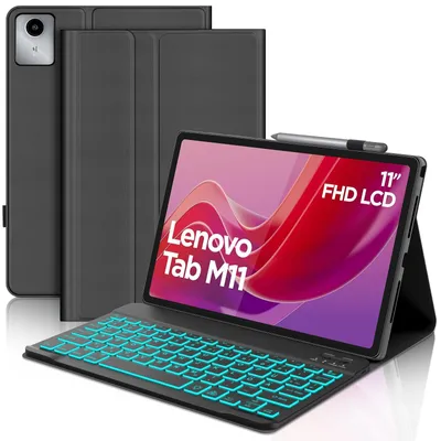 Produktbild von Tastatur für Tab M11 QWERTZ Deutsch Tastatur 7-Farbige Beleuchtung Magnetische Bluetooth Keyboard für Tab M11 11 Zoll 2024 TB330FU TB330XU Schwarz