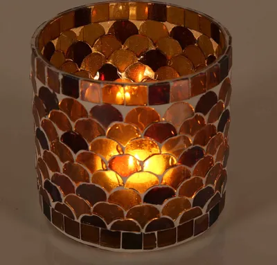 Produktbild von Orientalisches Mosaik Windlicht Athen Gelb, Größe:M