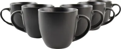 Produktbild von OTIX KoffieKopjes Kaffeebecher Set von 6 Kaffeetassen Schwarz Matt 220ml Steingut RAVEN