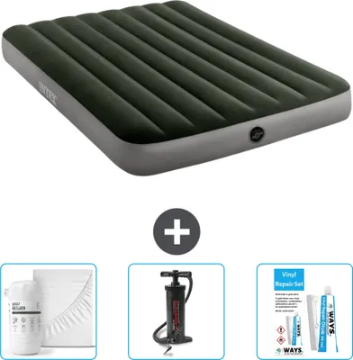 Produktbild von Intex Airbed – Doppelbett – 137 x 191 x 25 cm – Grün – Im Lieferumfang enthalten Spannbettuch - Pumpe en Reperaturset