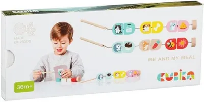 Produktbild von CUBIKA 15566 Was wir essen - Fädelset - 14 Holzteile