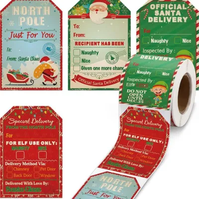 Productafbeelding van 400 Stuks Zelfklevende Kerstlabels Stickers