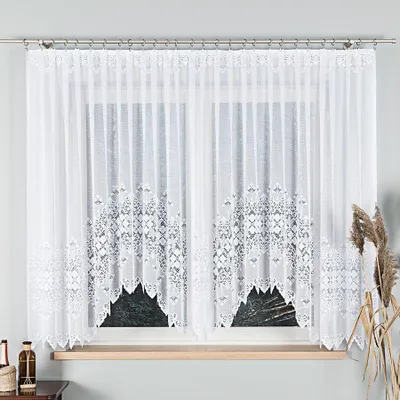 Produktbild von NADIA - Fertiggardine aus Jacquard mit Schnitt unten - 400x160 cm - weiß