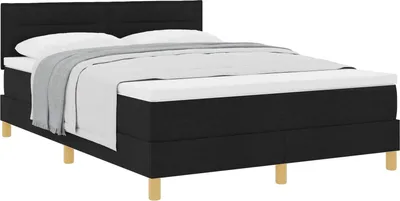 Produktbild von Boxspringbett mit Kissen Schwarz 140 x 190 cm Stoff