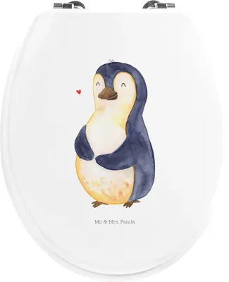 Produktbild von Mr. & Mrs. Panda Toilettendeckel Pinguin Diät - Weiß - Geschenk, glücklich, Pinguine, Motivation, WC Sitz, Klo-Deckel, klo deckel, Toilettenbrille, klobrille motiv