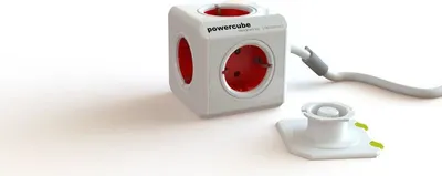 Produktbild von DesignNest PowerCube Extended Rot Mehrfachsteckdose mit 1,5 m Kabel 230 V Schuk