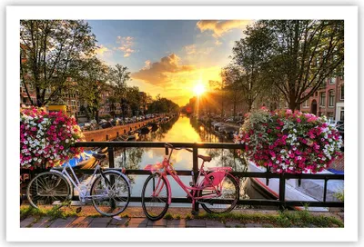 Produktbild von Poster - Poster ohne Rahmen - Bikes Kanal Amsterdam Architektur - 91,5x61 cm - Wand Bild - Wanddeko - Wandbilder - Kunstposter - Wandposter - Bilder - Kunstdruck - Wandbild - P2XAA91x61-3081