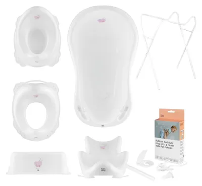 Image de Baignoire bébé, siège, support, tabouret, pot, siège de toilette, évacuation - Blanc