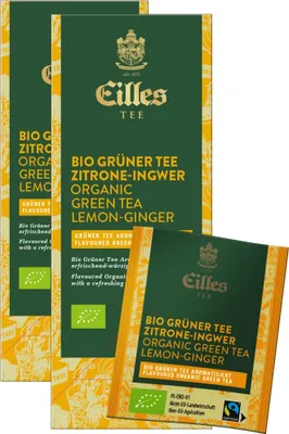 Produktbild von EILLES TEE Teebeutel  & Fairtrade Grüner Tee Zitrone-Ingwer, Sparpack mit 2x25er Box