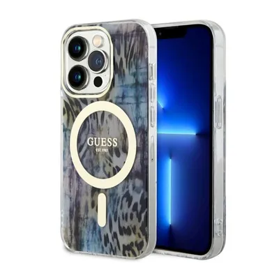 Image de Guess Guhmp14Lhleopwb Iphone 14 Pro 6.1Niebieski/Bleu Hardcase Leopard Magsafe
