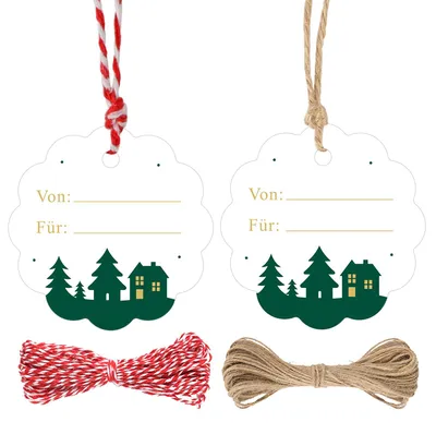 Weihnachtsgeschenkanhänger, 100 Stück, rund 6 cm, "Von Für"