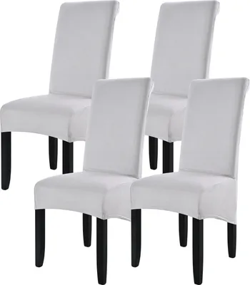 Produktbild von Esszimmer Stretch Stuhlbezüge XL Elastische Stuhlhussen Mit Hoher Rückenlehne Für Bankett-Restaurant-Dekoratio(4 Stück,Silber)