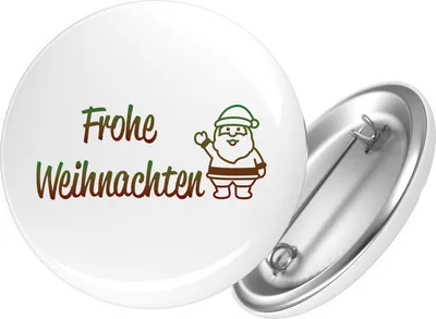 Produktbild von Huuraa Button Frohe Weihnachten Weihnachtsmann 25mm rund mit Sicherheitsnadel Ansteckbutton Geschenkidee