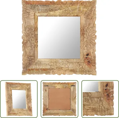 Zdjęcie produktu dla The Living Store Lustro 50x50 cm lite drewno Mango