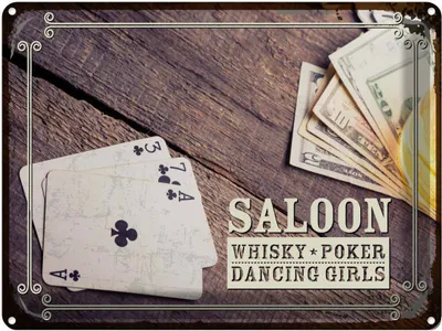 Produktbild von vianmo Blechschild 30x40 cm Saloon Whisky Poker Dancing Essen Trinken