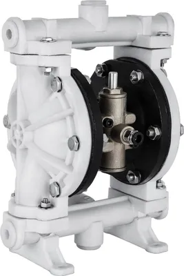 Obrázok produktu pre Vzduchom poháňané dvojité membránové čerpadlo, 1/2 palca vstup a výstup, polypropylénové telo, 2,5 GPM a max. 80 PSI, PTFE membrána Pneumatické prečerpávacie čerpadlo pre ropu, naftu, olej a nízkoviskózne kvapaliny