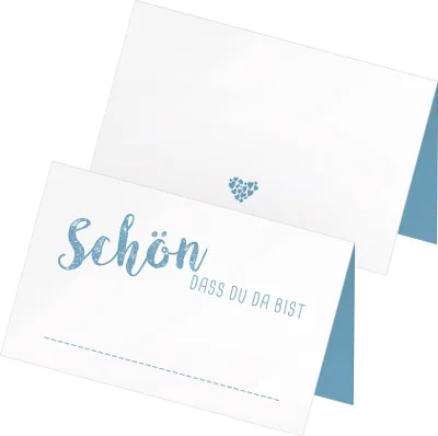 Produktbild von itenga 24 x Tischkarten "Schön dass du da bist" nordic blue blau