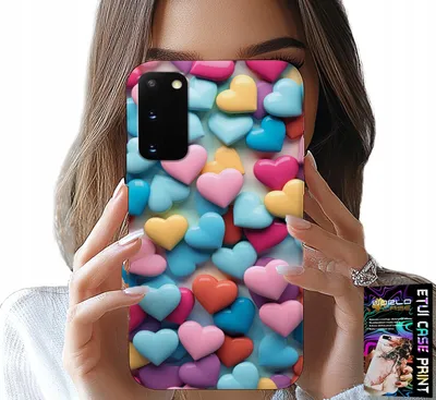 Zdjęcie produktu dla Etui Do Samsung Galaxy S20 - Kolorowe Serca Możliwość Personalizacji