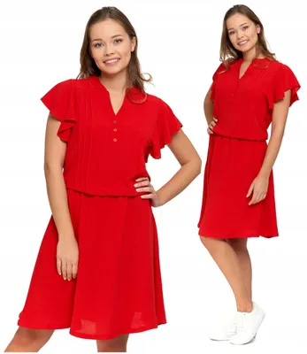 Produktbild von Kleid - Sommerkleid Größe S - Damenkleid Rot - rotes Kleid - Freizeitkleid