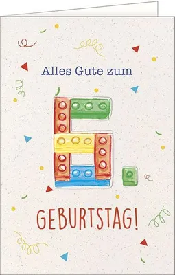 Produktbild von 6. Geburtstag - Glückwunschkarte mit Umschlag - Lego Bausteine