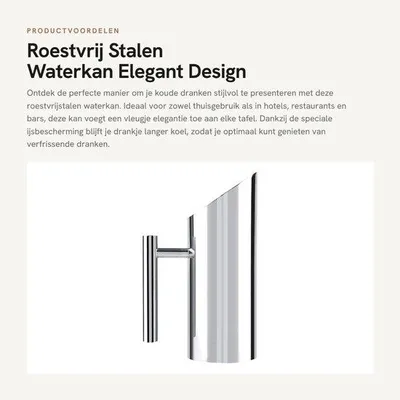 Produktbild von Wasserkanne aus Edelstahl – Wasserkaraffe – Wasserkanne mit Deckel – elegante Wasserkanne – für kalte Getränke – Fassungsvermögen 1L/1,5L/2L – Karaffe