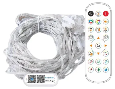 Immagine prodotto di Tende luminose intelligenti - Tenda luminosa a LED RGBIC 3x3 m - Controllo tramite app Bluetooth - USB - Impermeabile - Illuminazione per interni per feste