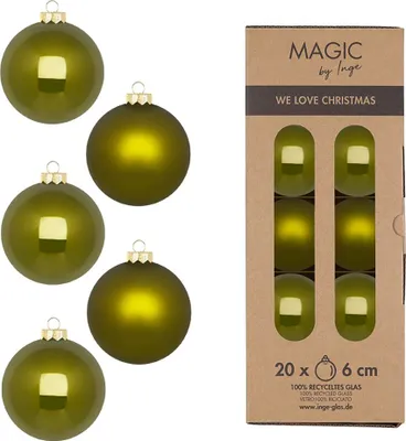 Produktbild von Weihnachtskugeln Glas 6cm 20 Stück - Green Olives