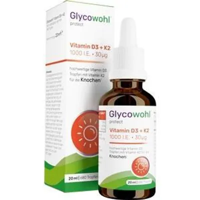 Produktbild von Glycowohl Vitamin D3 1000 I.E.+K2 30 μg Tropfen 20 ml